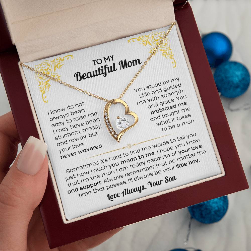 I Love You Mom - To My Mom Heart Necklace