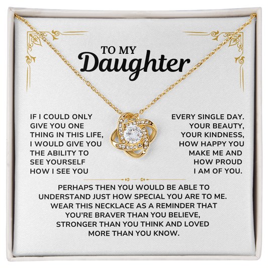 To My Daughter Necklace Love Knott Gift