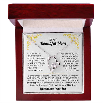 I Love You Mom - To My Mom Heart Necklace