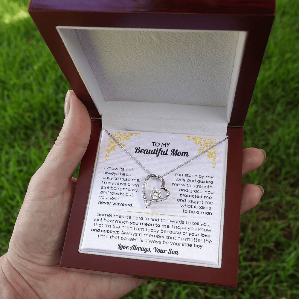 I Love You Mom - To My Mom Heart Necklace