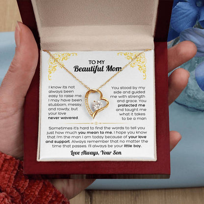 I Love You Mom - To My Mom Heart Necklace