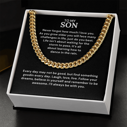 Cuban Necklace For Son - Laugh, love, live.