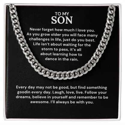 Cuban Necklace For Son - Laugh, love, live.