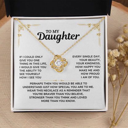 To My Daughter Necklace Love Knott Gift
