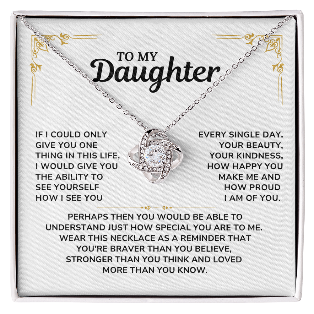 To My Daughter Necklace Love Knott Gift