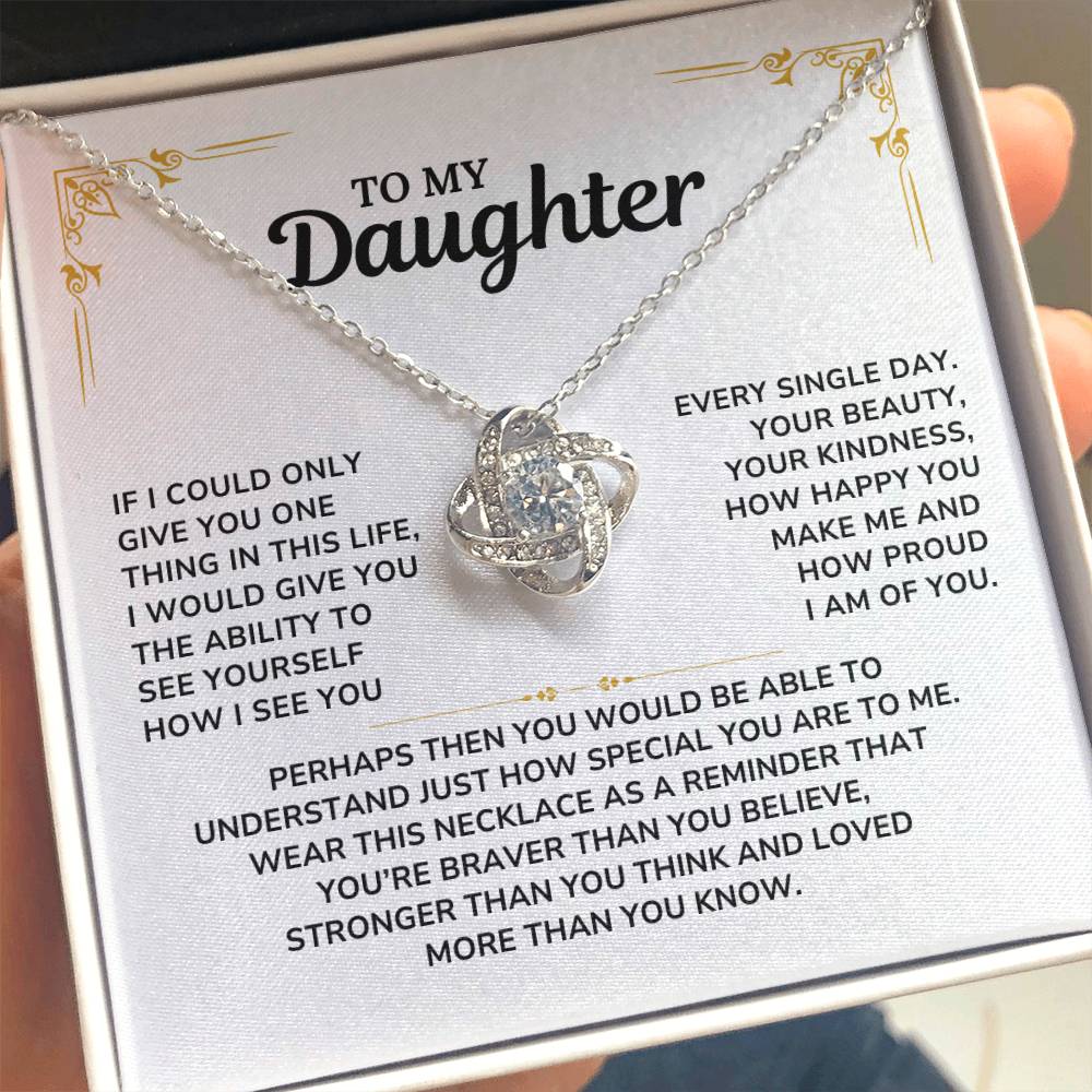 To My Daughter Necklace Love Knott Gift