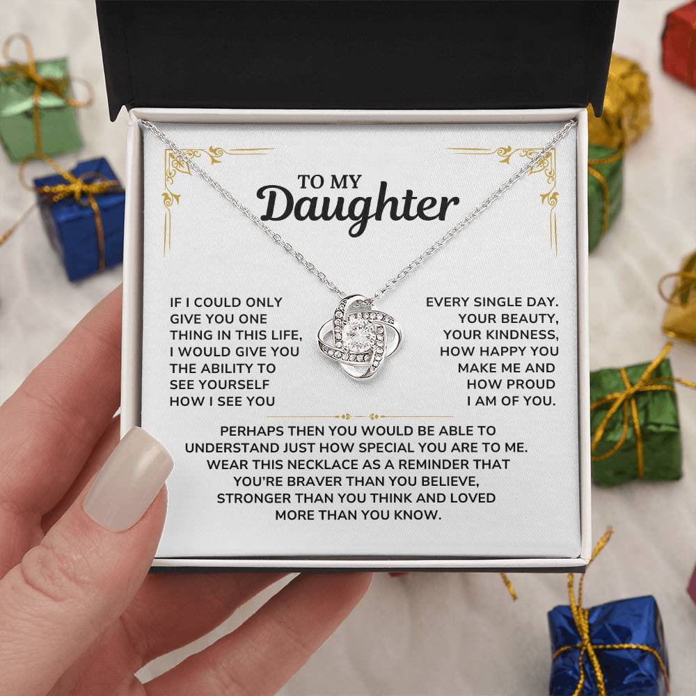 To My Daughter Necklace Love Knott Gift