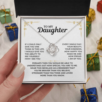 To My Daughter Necklace Love Knott Gift