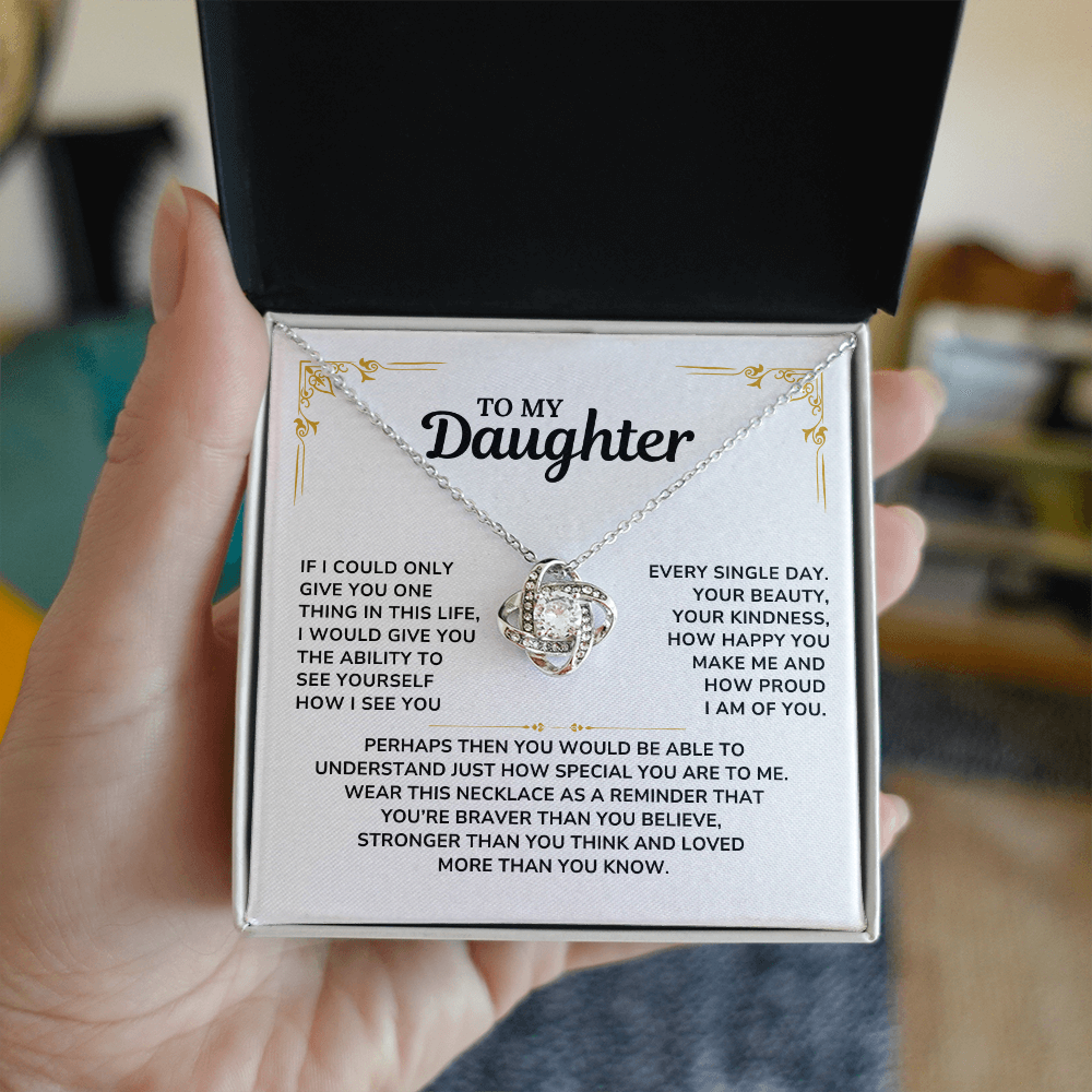 To My Daughter Necklace Love Knott Gift