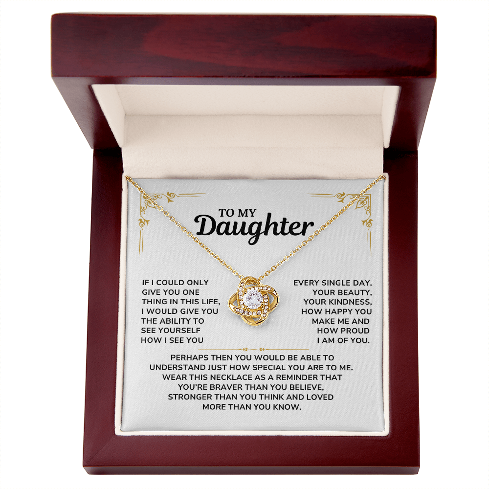To My Daughter Necklace Love Knott Gift