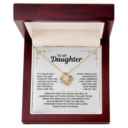 To My Daughter Necklace Love Knott Gift