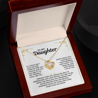 To My Daughter Necklace Love Knott Gift