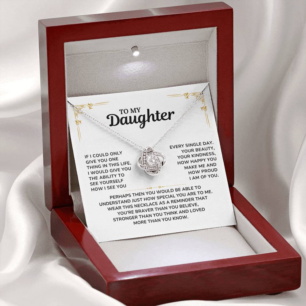 To My Daughter Necklace Love Knott Gift