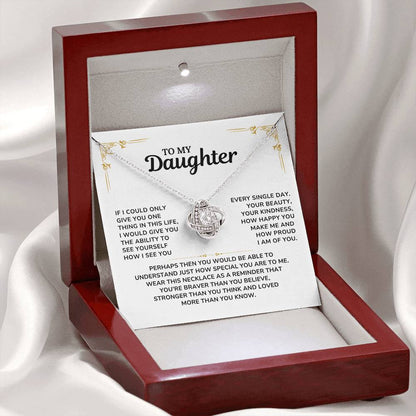 To My Daughter Necklace Love Knott Gift