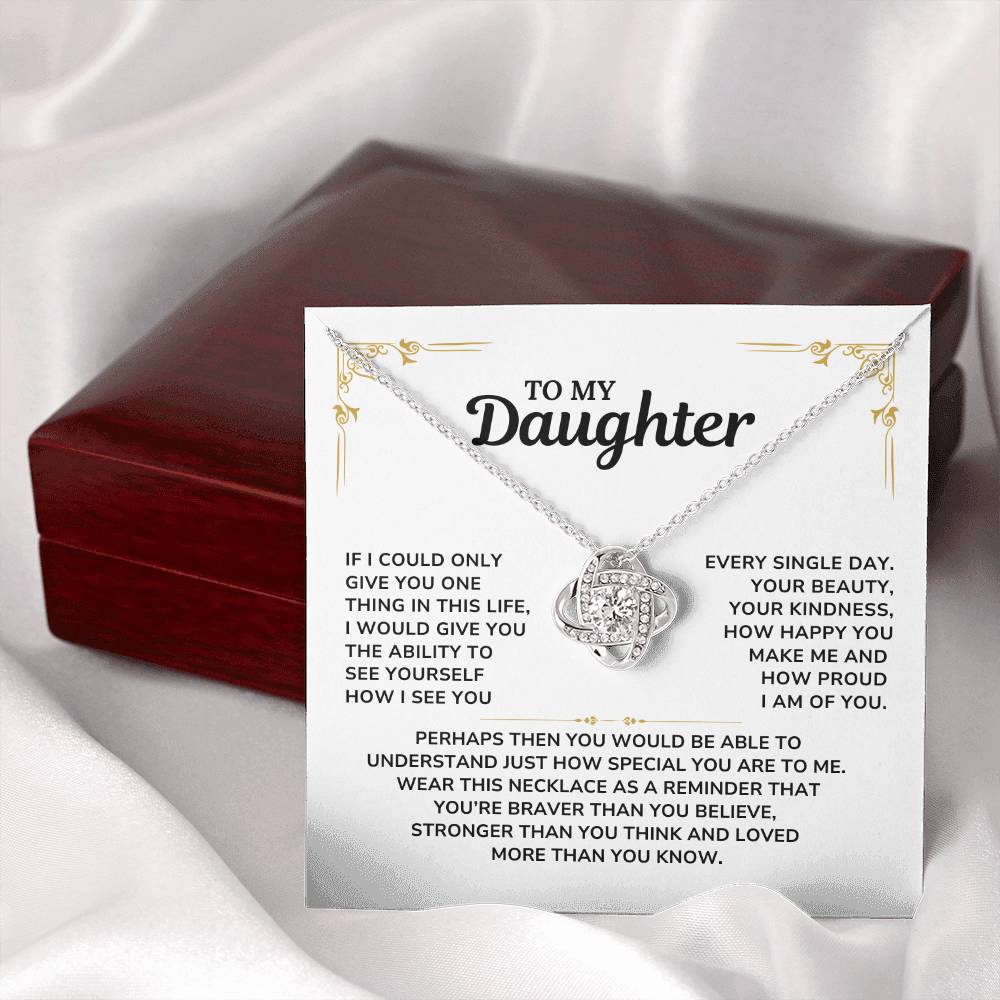 To My Daughter Necklace Love Knott Gift