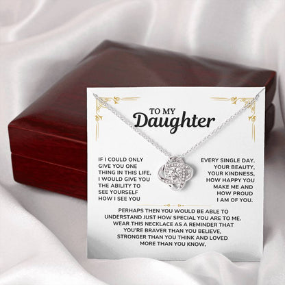 To My Daughter Necklace Love Knott Gift