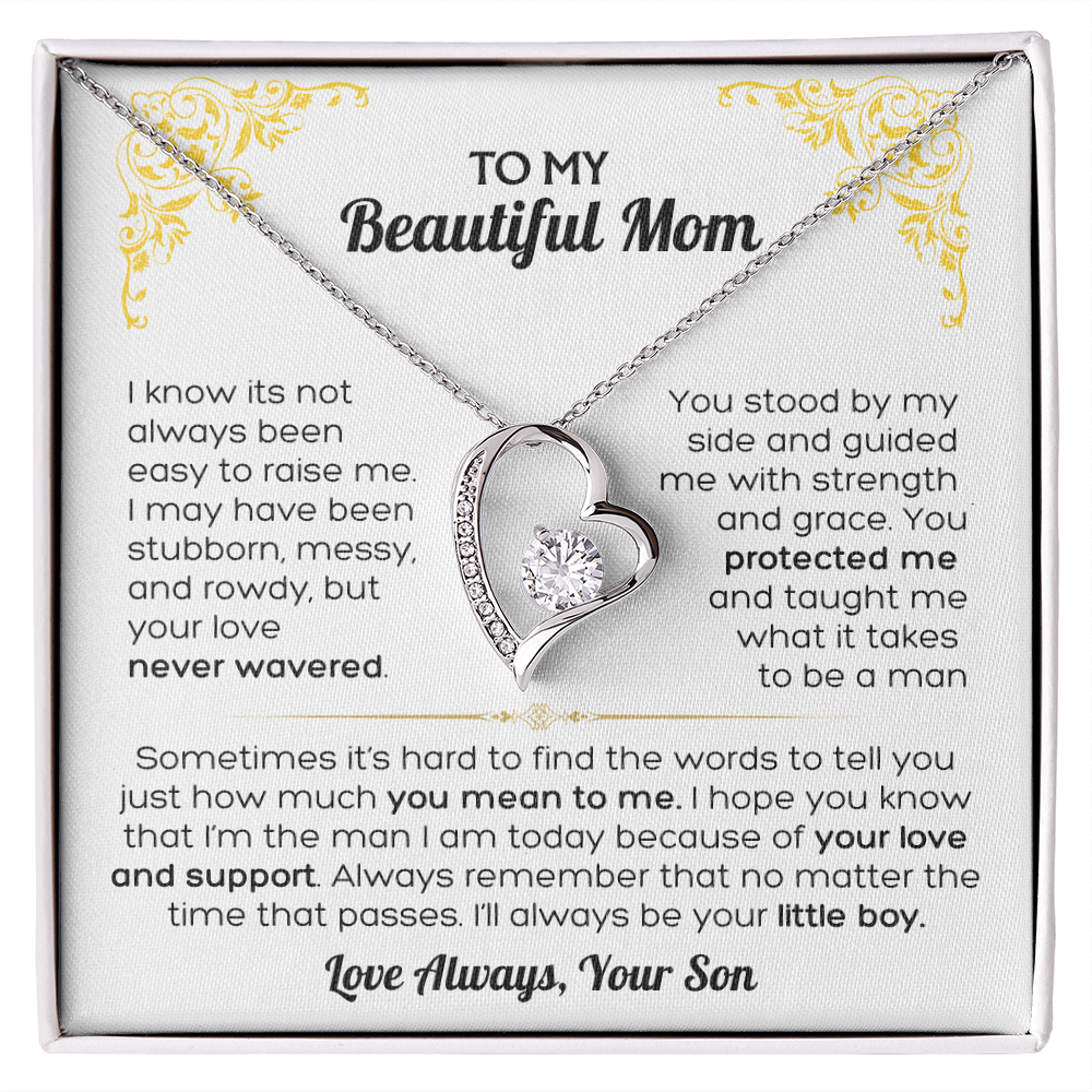 I Love You Mom - To My Mom Heart Necklace