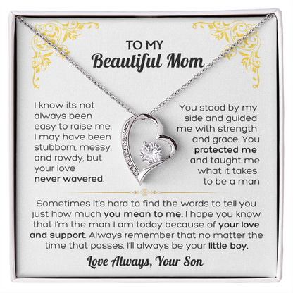 I Love You Mom - To My Mom Heart Necklace