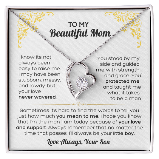 I Love You Mom - To My Mom Heart Necklace
