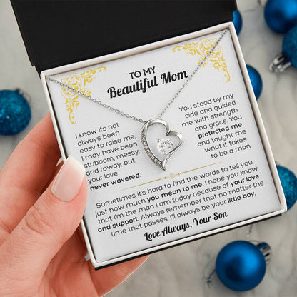 I Love You Mom - To My Mom Heart Necklace