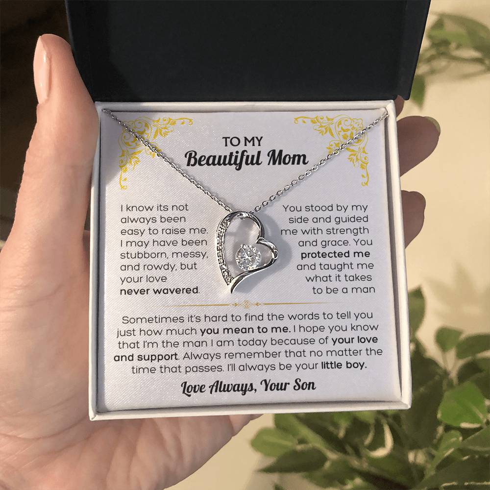 I Love You Mom - To My Mom Heart Necklace