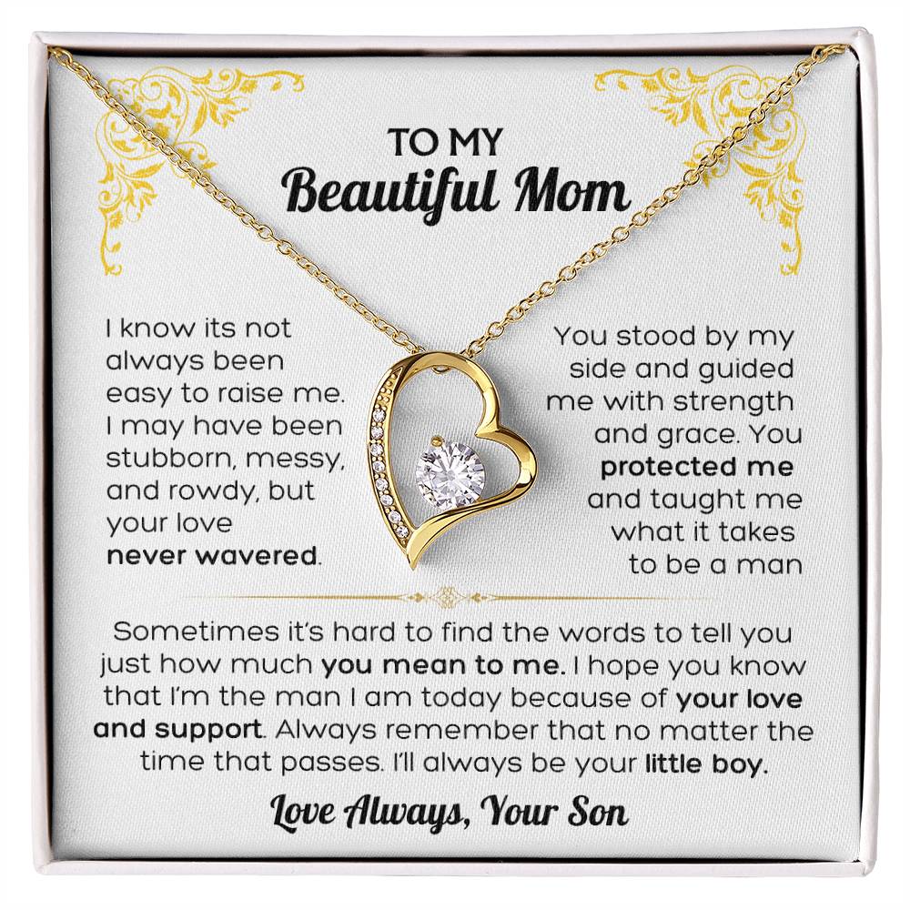 I Love You Mom - To My Mom Heart Necklace