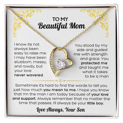 I Love You Mom - To My Mom Heart Necklace