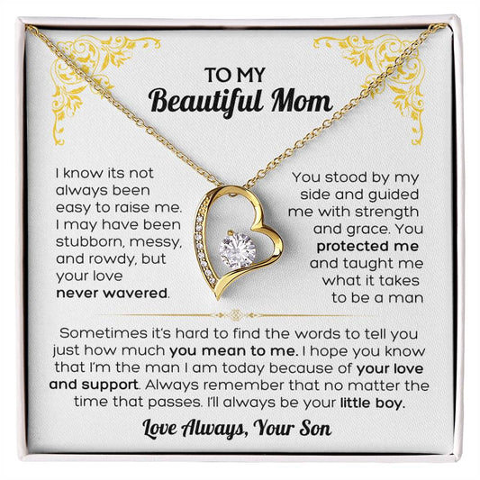 I Love You Mom - To My Mom Heart Necklace