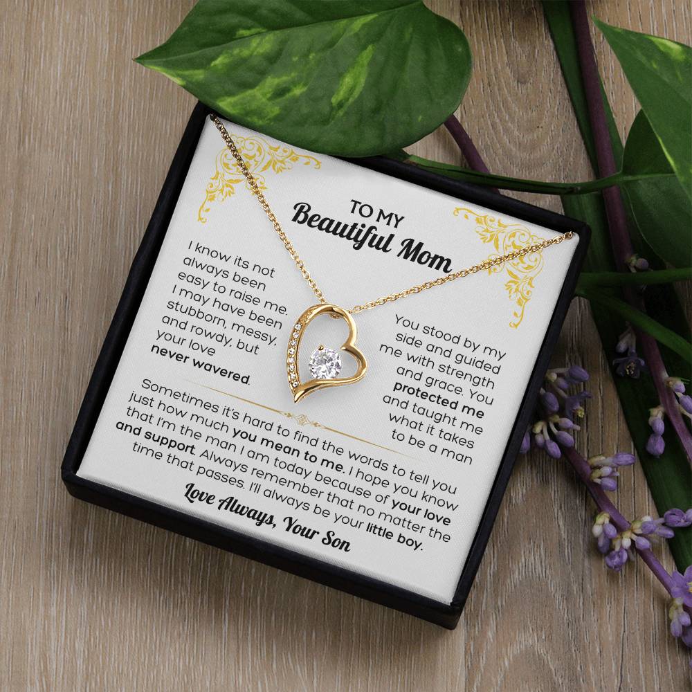 I Love You Mom - To My Mom Heart Necklace