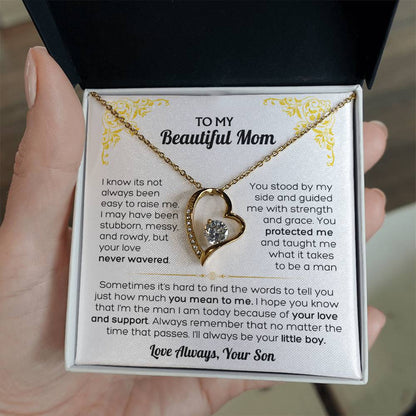 I Love You Mom - To My Mom Heart Necklace