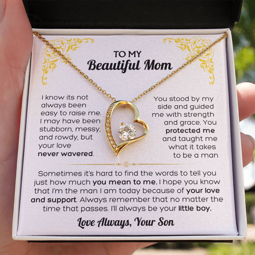 I Love You Mom - To My Mom Heart Necklace