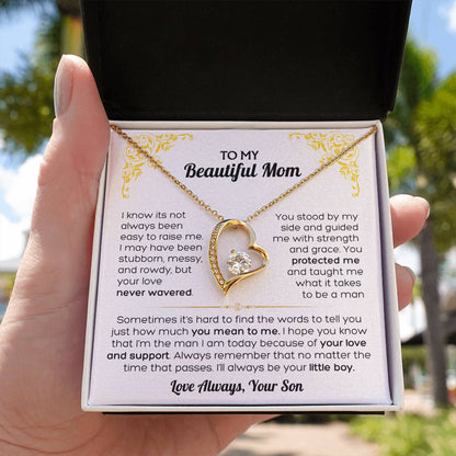 I Love You Mom - To My Mom Heart Necklace